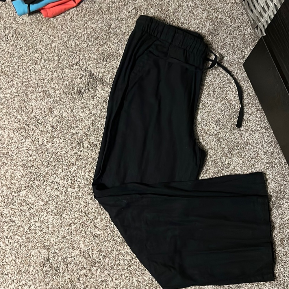 Linen black drawstring pants